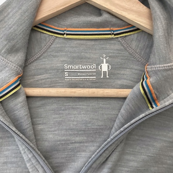 SMARTWOOL Classic All-Season Merino Base Layer 1/4 Zip Gray - Picture 4 of 10